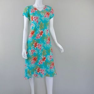 {Talbots} Tropical Floral Print Silk Dress